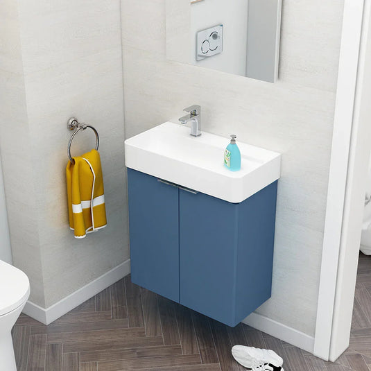 Imex Blade 600 x 310mm Wall Mounted Vanity Unit - Matt Blue - FZHM2785-600-Q0003 - Envy Bathrooms Ltd