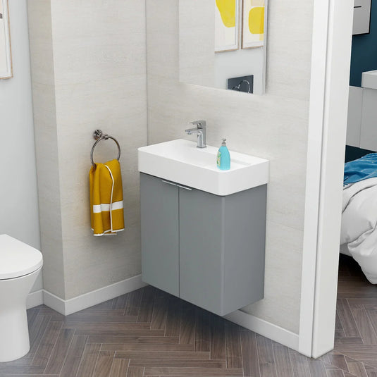 Imex Blade 600 x 310mm Wall Mounted Vanity Unit - Matt Grey - FZHM2785-600-Q0004 - Envy Bathrooms Ltd