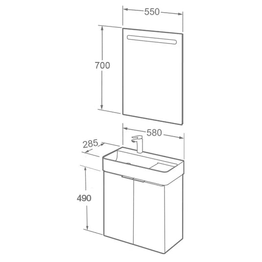 Imex Blade 600 x 310mm Wall Mounted Vanity Unit - Matt Grey - FZHM2785-600-Q0004 - Envy Bathrooms Ltd
