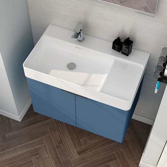 Imex Blade 800 x 460mm Wall Mounted Vanity Unit - Matt Blue - FZHM2785-800-Q0003 - Envy Bathrooms Ltd