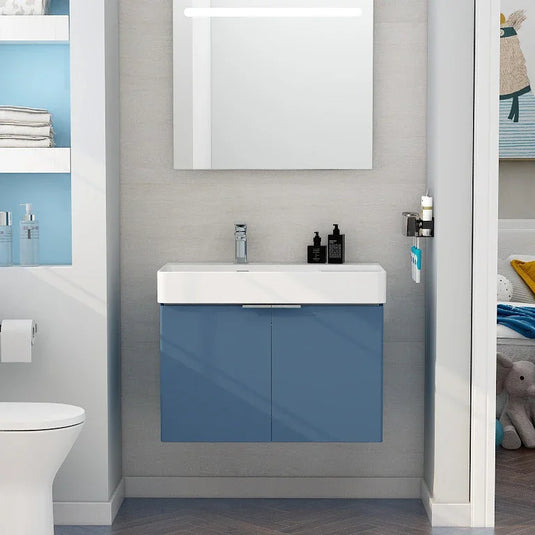 Imex Blade 800 x 460mm Wall Mounted Vanity Unit - Matt Blue - FZHM2785-800-Q0003 - Envy Bathrooms Ltd