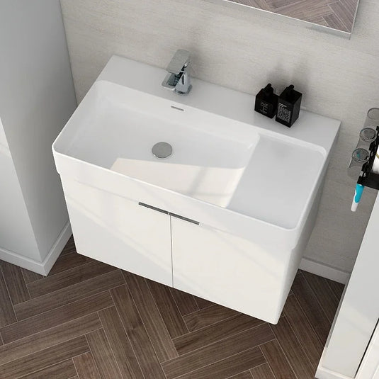Imex Blade 800 x 460mm Wall Mounted Vanity Unit - Matt White - FZHM2785-800-Q0002 - Envy Bathrooms Ltd