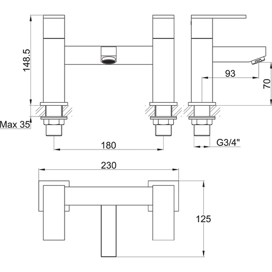 Imex Bloque Bath Filler - BQBF - Envy Bathrooms Ltd