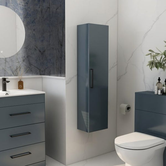 Imex Croma Single Door Wall Storage Unit With Chrome Handle Steel Blue | ST-1-STEEL - Envy Bathrooms Ltd