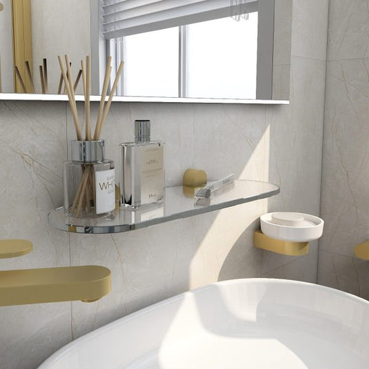 Imex Duro Glass Shelf Brushed Brass | DUGSBR - Envy Bathrooms Ltd