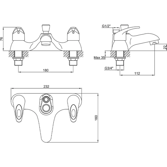 Imex Dv8 Bath Shower Mixer Including Shower Kit - DVBSM - Envy Bathrooms Ltd
