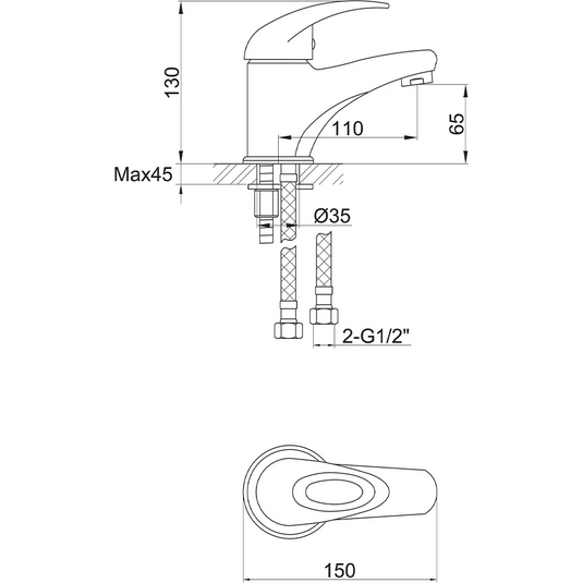 Imex Dv8 Mono Eco Basin Mixer Incl Clicker Waste - DVEBAS - Envy Bathrooms Ltd