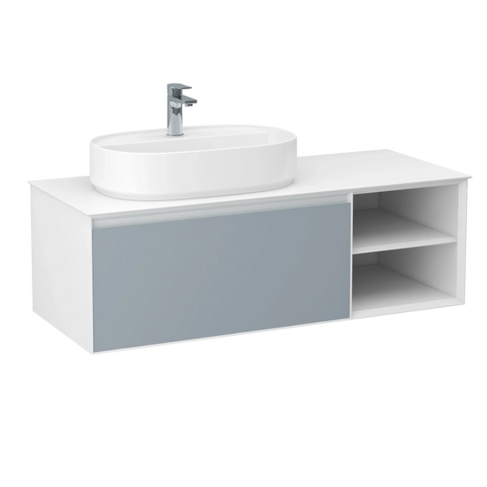 Imex Essence 1200mm Single Drawer Wall Mounted Vanity Unit with Open Storage in Duck Egg Blue - FZHM2773-1200-Q0006 - Envy Bathrooms Ltd