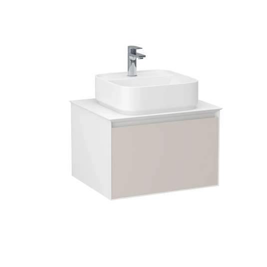Imex Essence 600mm Single Drawer Wall Mounted Vanity Unit in Cashmere - FZHM2773-600-Q0007 - Envy Bathrooms Ltd