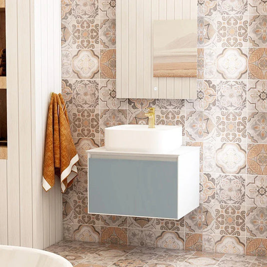 Imex Essence 600mm Single Drawer Wall Mounted Vanity Unit in Duck Egg Blue - FZHM2773-600-Q0006 - Envy Bathrooms Ltd