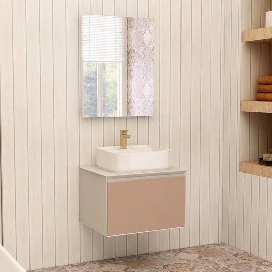 Imex Essence 600mm Single Drawer Wall Mounted Vanity Unit in Matt Stone - FZHM2773-600-Q0005 - Envy Bathrooms Ltd