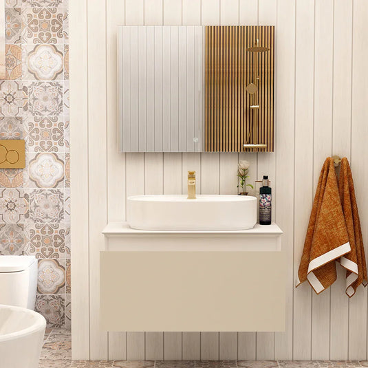 Imex Essence 800mm Single Drawer Wall Mounted Vanity Unit in Cashmere - FZHM2773-800-Q0007 - Envy Bathrooms Ltd