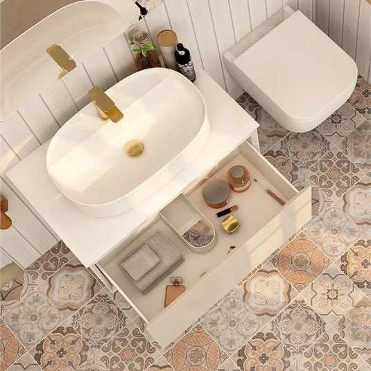 Imex Essence 800mm Single Drawer Wall Mounted Vanity Unit in Cashmere - FZHM2773-800-Q0007 - Envy Bathrooms Ltd