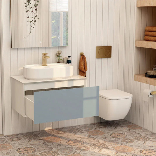 Imex Essence 800mm Single Drawer Wall Mounted Vanity Unit in Duck Egg Blue - FZHM2773-800-Q0006 - Envy Bathrooms Ltd