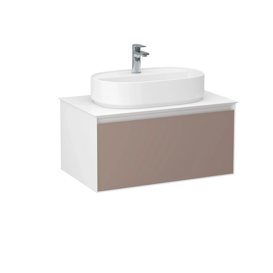 Imex Essence 800mm Single Drawer Wall Mounted Vanity Unit in Matt Stone - FZHM2773-800-Q0005 - Envy Bathrooms Ltd