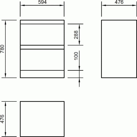 Imex Flite 600mm × 480mm Double Drawer Floor Mounted Vanity Unit - White Gloss - FL60DDFMC - Envy Bathrooms Ltd