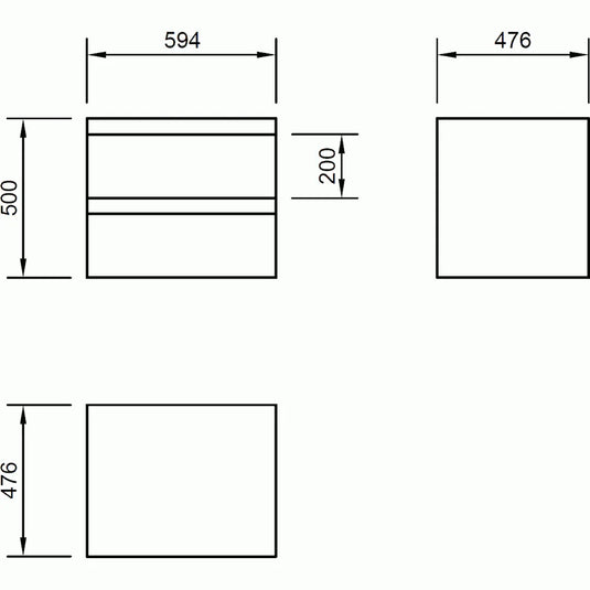 Imex Flite 600mm × 480mm Double Drawer Wall Mounted Vanity Unit - White Gloss - FL60DDWMC - Envy Bathrooms Ltd