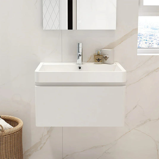 Imex Flite 600mm × 480mm Single Drawer Wall Mounted Vanity Unit - White Gloss - FL60SDWMC - Envy Bathrooms Ltd