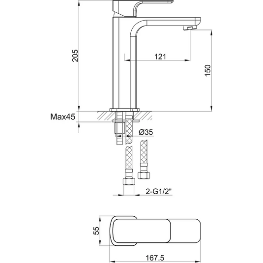 Imex Flite Mono Medium Basin Mixer Inc Clicker Waste - FLMBAS - Envy Bathrooms Ltd