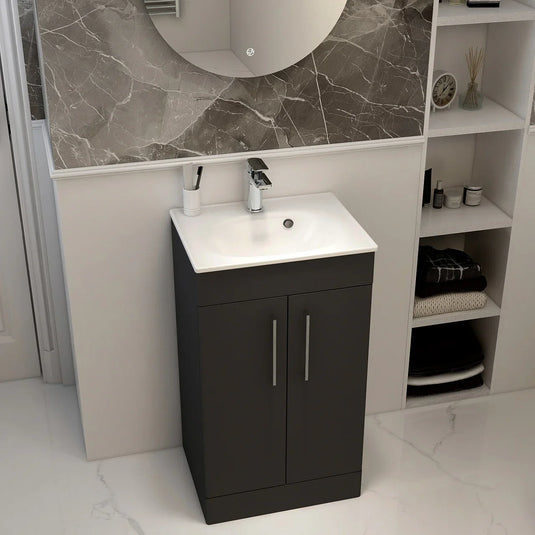Imex Ivan 500mm Floor Standing Double Door Vanity in Matt Black - 2DO-1-BLACK - Envy Bathrooms Ltd