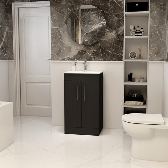 Imex Ivan 500mm Floor Standing Double Door Vanity in Matt Black - 2DO-1-BLACK - Envy Bathrooms Ltd