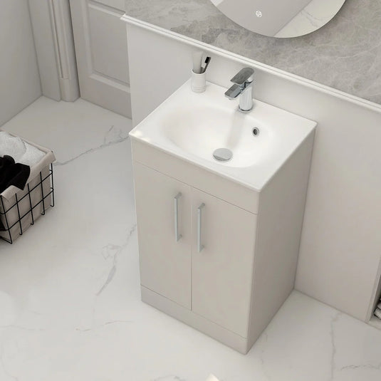 Imex Ivan 500mm Floor Standing Double Door Vanity in Matt White - 2DO-1-WHITE - Envy Bathrooms Ltd