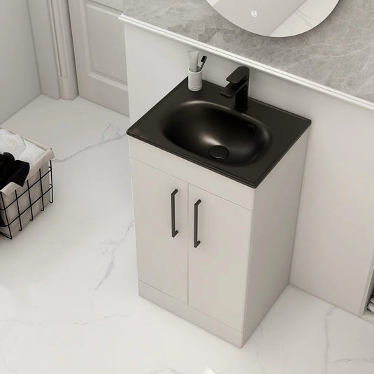 Imex Ivan 500mm Floor Standing Double Door Vanity in Matt White - 2DO-1-WHITE - Envy Bathrooms Ltd