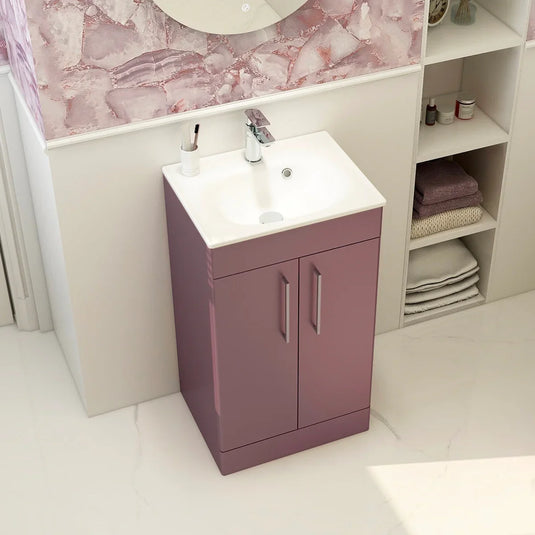 Imex Ivan 500mm Floor Standing Double Door Vanity in Plum - 2DO-1-PLUM - Envy Bathrooms Ltd