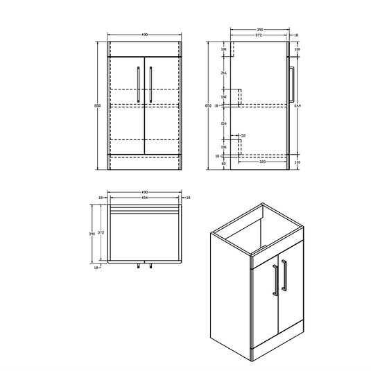 Imex Ivan 500mm Floor Standing Double Door Vanity in Plum - 2DO-1-PLUM - Envy Bathrooms Ltd
