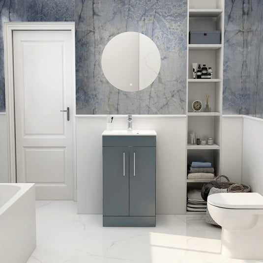 Imex Ivan 500mm Floor Standing Double Door Vanity in Steel Blue - 2DO-1-STEEL - Envy Bathrooms Ltd
