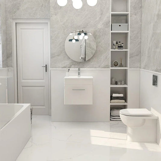Imex Ivan 500mm Wall Mounted Single Drawer Vanity in Matt White- WM-1-WHITE - Envy Bathrooms Ltd