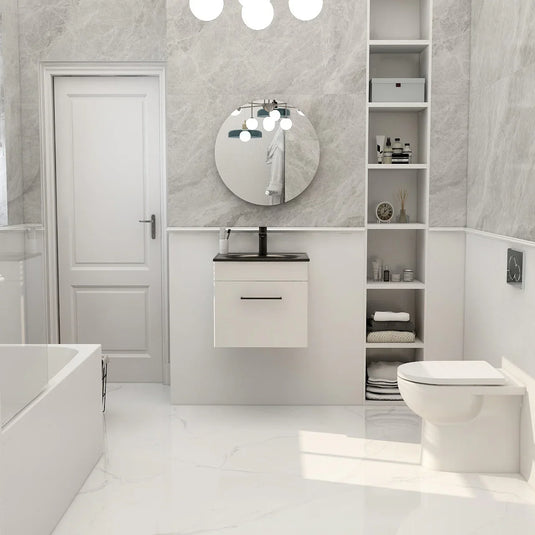 Imex Ivan 500mm Wall Mounted Single Drawer Vanity in Matt White- WM-1-WHITE - Envy Bathrooms Ltd