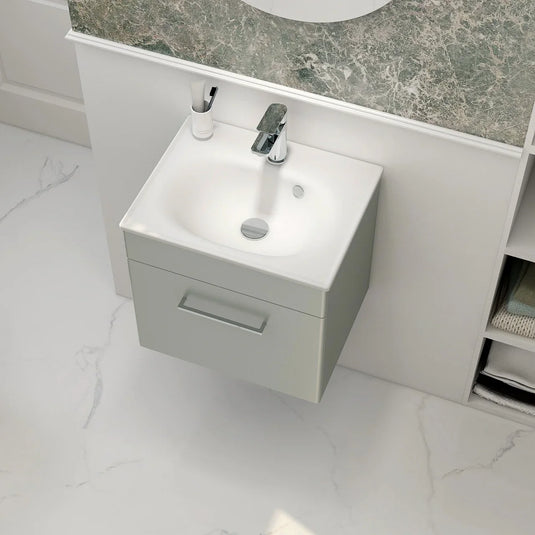 Imex Ivan 500mm Wall Mounted Single Drawer Vanity in Pistachio - WM-1-PISTA - Envy Bathrooms Ltd