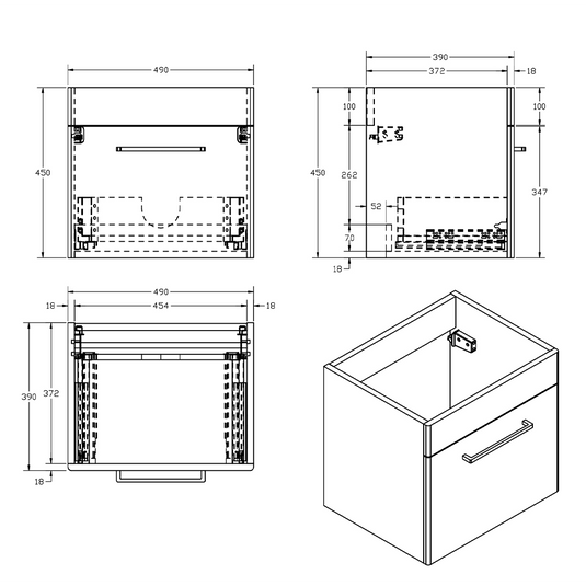Imex Ivan 500mm Wall Mounted Single Drawer Vanity in Plum - WM-1-PLUM - Envy Bathrooms Ltd