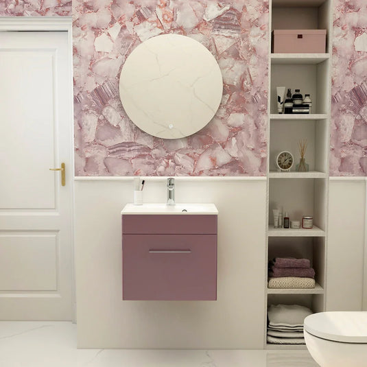 Imex Ivan 500mm Wall Mounted Single Drawer Vanity in Plum - WM-1-PLUM - Envy Bathrooms Ltd
