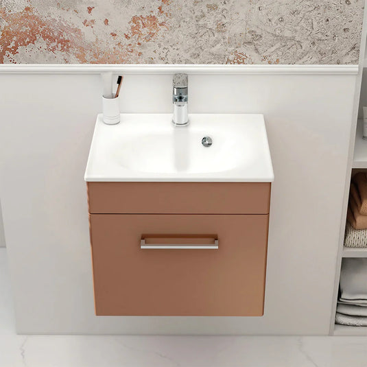 Imex Ivan 500mm Wall Mounted Single Drawer Vanity in Terracotta - WM-1-TERRA - Envy Bathrooms Ltd