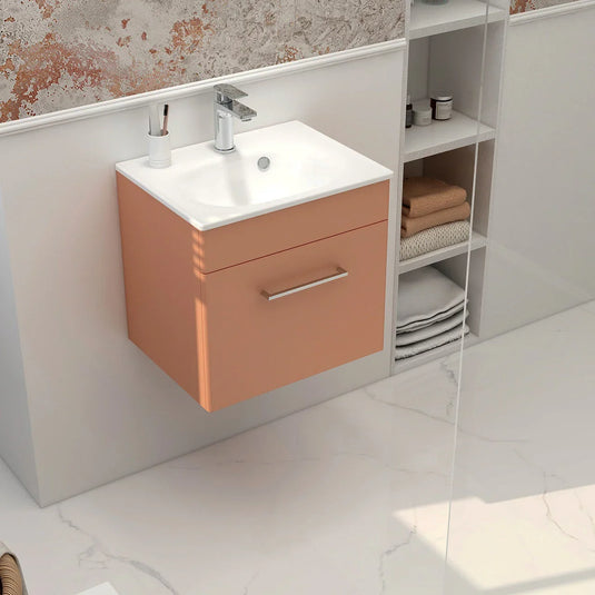 Imex Ivan 500mm Wall Mounted Single Drawer Vanity in Terracotta - WM-1-TERRA - Envy Bathrooms Ltd