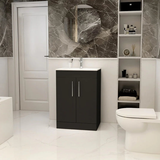 Imex Ivan 600mm Floor Standing Double Door Vanity in Black - 2DO-2-BLACK - Envy Bathrooms Ltd