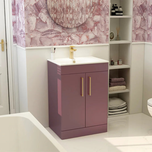 Imex Ivan 600mm Floor Standing Double Door Vanity in Plum - 2DO-2-PLUM - Envy Bathrooms Ltd