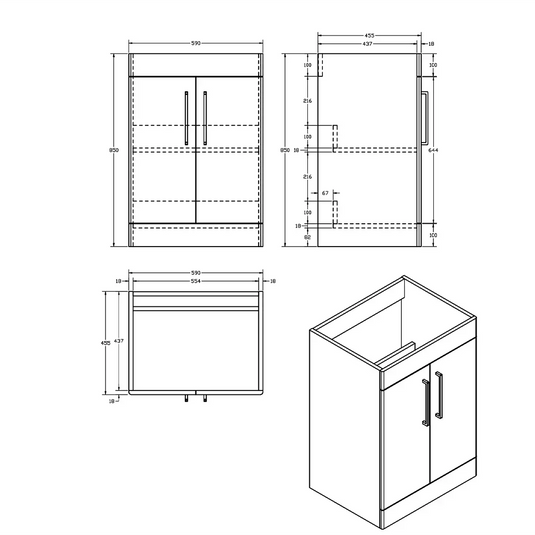 Imex Ivan 600mm Floor Standing Double Door Vanity in Plum - 2DO-2-PLUM - Envy Bathrooms Ltd