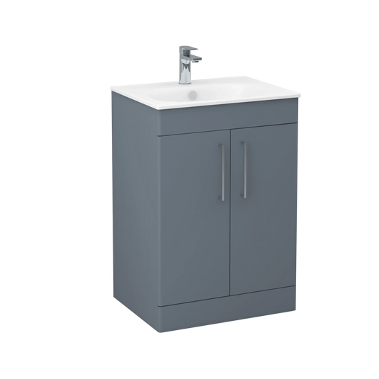 Imex Ivan 600mm Floor Standing Double Door Vanity in Steel Blue - 2DO-2-STEEL - Envy Bathrooms Ltd