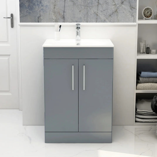 Imex Ivan 600mm Floor Standing Double Door Vanity in Steel Blue - 2DO-2-STEEL - Envy Bathrooms Ltd