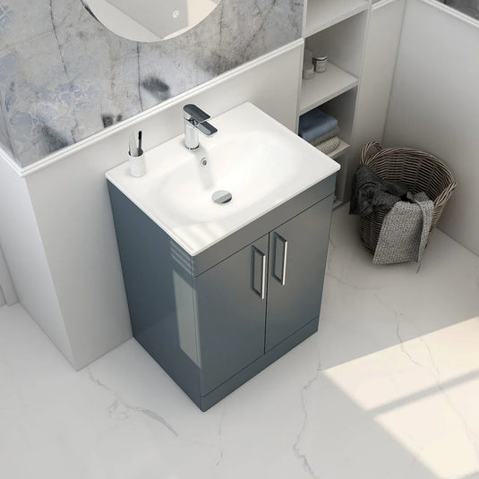 Imex Ivan 600mm Floor Standing Double Door Vanity in Steel Blue - 2DO-2-STEEL - Envy Bathrooms Ltd