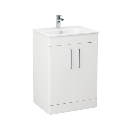 Imex Ivan 600mm Floor Standing Double Door Vanity in White - 2DO-2-WHITE - Envy Bathrooms Ltd