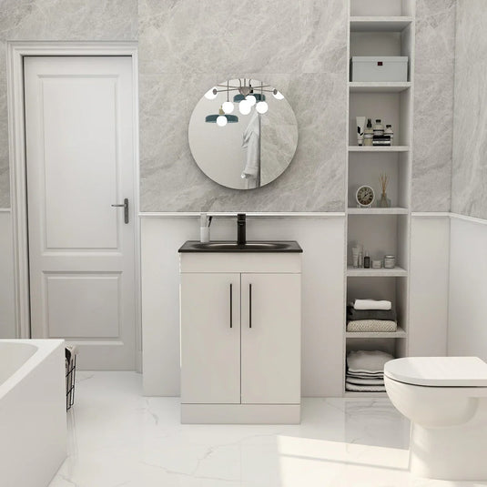 Imex Ivan 600mm Floor Standing Double Door Vanity in White - 2DO-2-WHITE - Envy Bathrooms Ltd