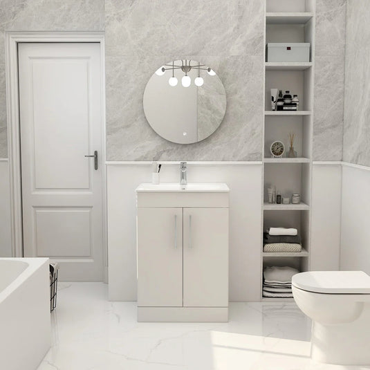 Imex Ivan 600mm Floor Standing Double Door Vanity in White - 2DO-2-WHITE - Envy Bathrooms Ltd