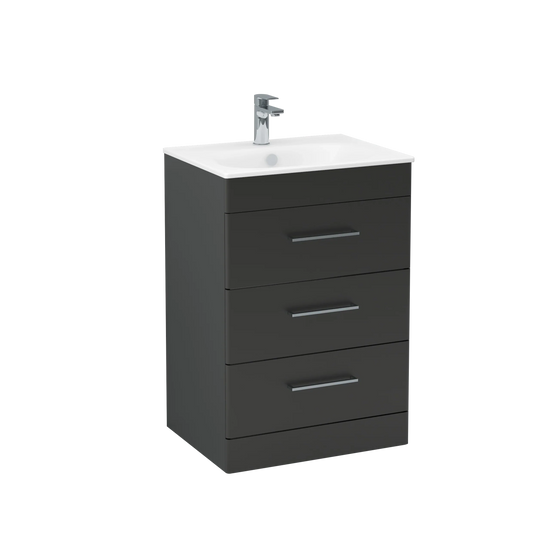 Imex Ivan 600mm Floor Standing Three Draw Vanity in Black - 3DR-2-BLACK - Envy Bathrooms Ltd
