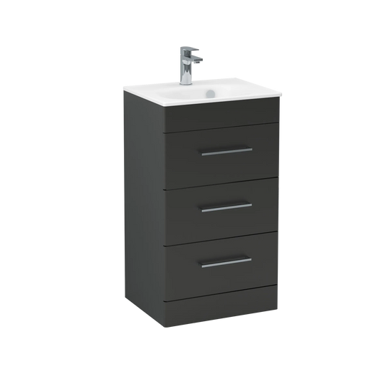 Imex Ivan 600mm Floor Standing Three Draw Vanity in Matt Black - 3DR-1-BLACK - Envy Bathrooms Ltd