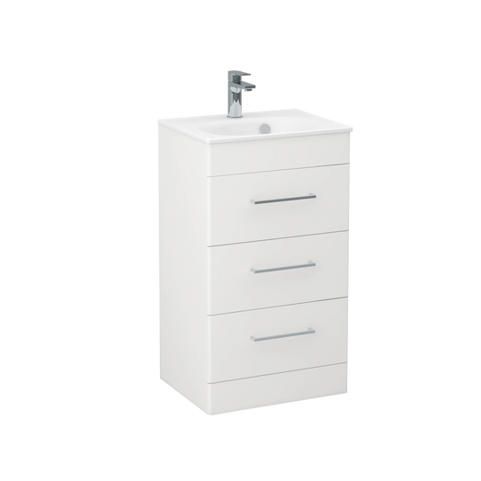 Imex Ivan 600mm Floor Standing Three Draw Vanity in Matt White - 3DR-1-WHITE - Envy Bathrooms Ltd