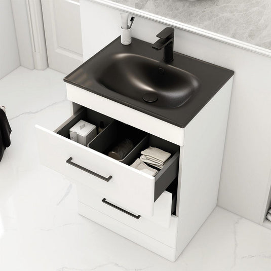 Imex Ivan 600mm Floor Standing Three Draw Vanity in Matt White - 3DR-2-WHITE - Envy Bathrooms Ltd